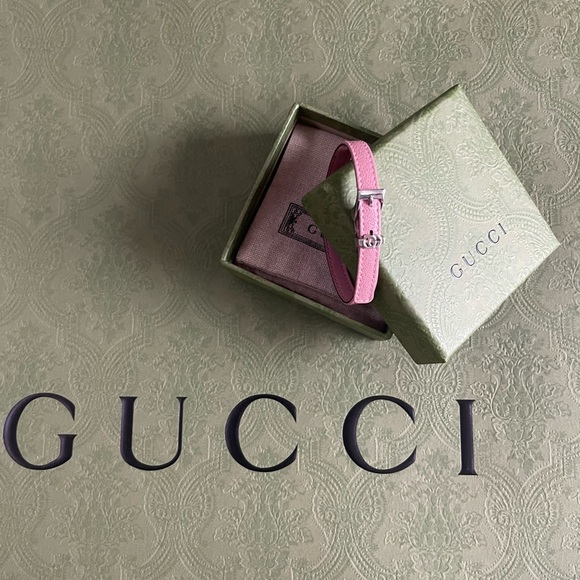 New Gucci Double G Leather Pink Bracelet💕 - Picture 3 of 10